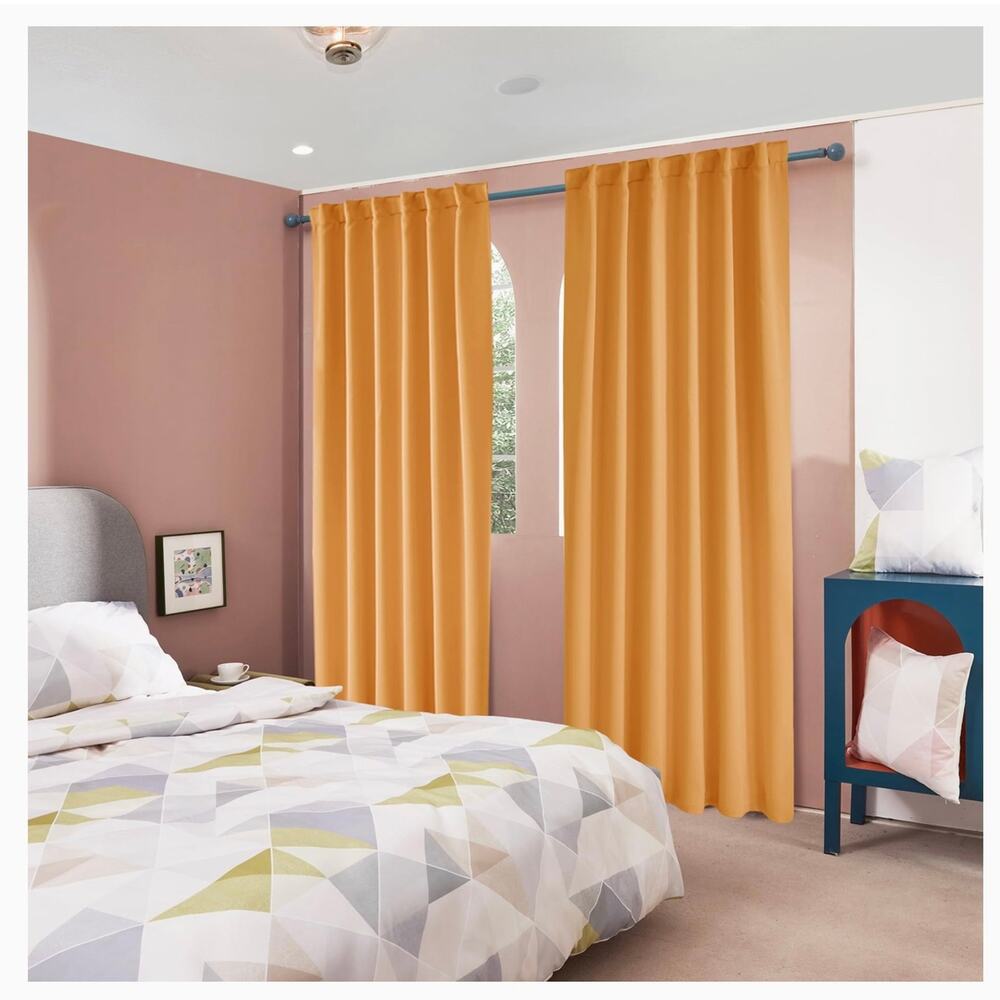 Deconovo Solid Back Tab and Rod Pocket Curtains 52x84 , Set Of 2